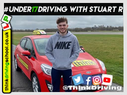 Happy under 17 learner after their 2 hour sessions at dunsfold park with think driving school .