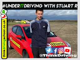 Happy under 17 learner after their 2 hour sessions at dunsfold park with think driving school .